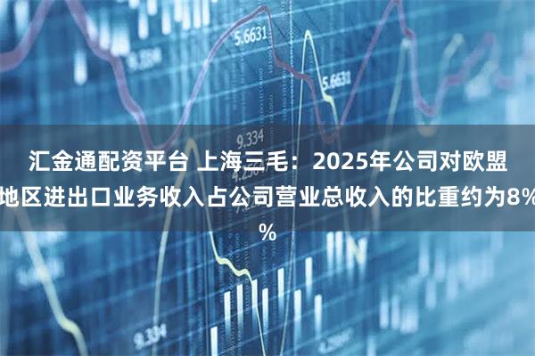 汇金通配资平台 上海三毛：2025年公司对欧盟地区进出口业务收入占公司营业总收入的比重约为8%